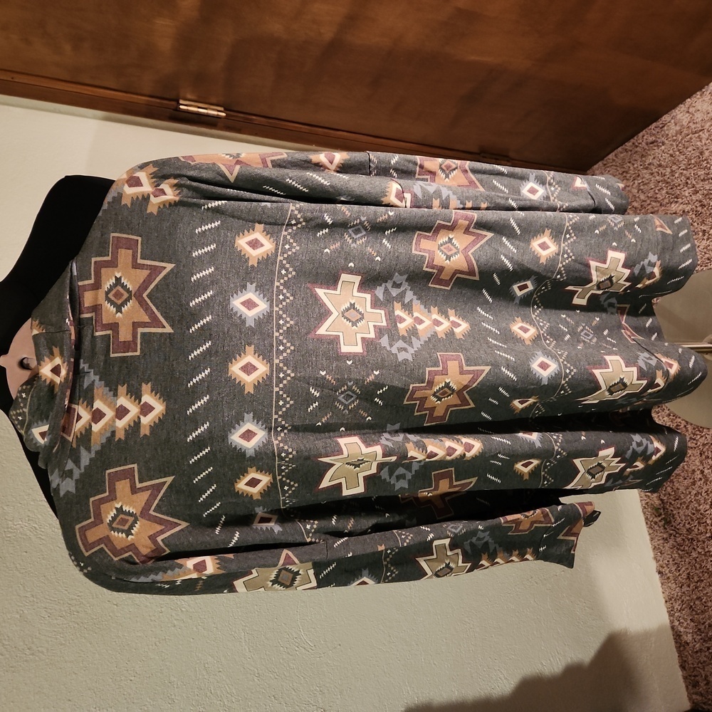 Beeson River Aztec Print Cowl Neck Oversized Top XL - Picture 2 of 4